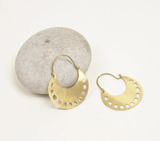 Gold-Toned Brass Lock-Shaped Hoop Earrings