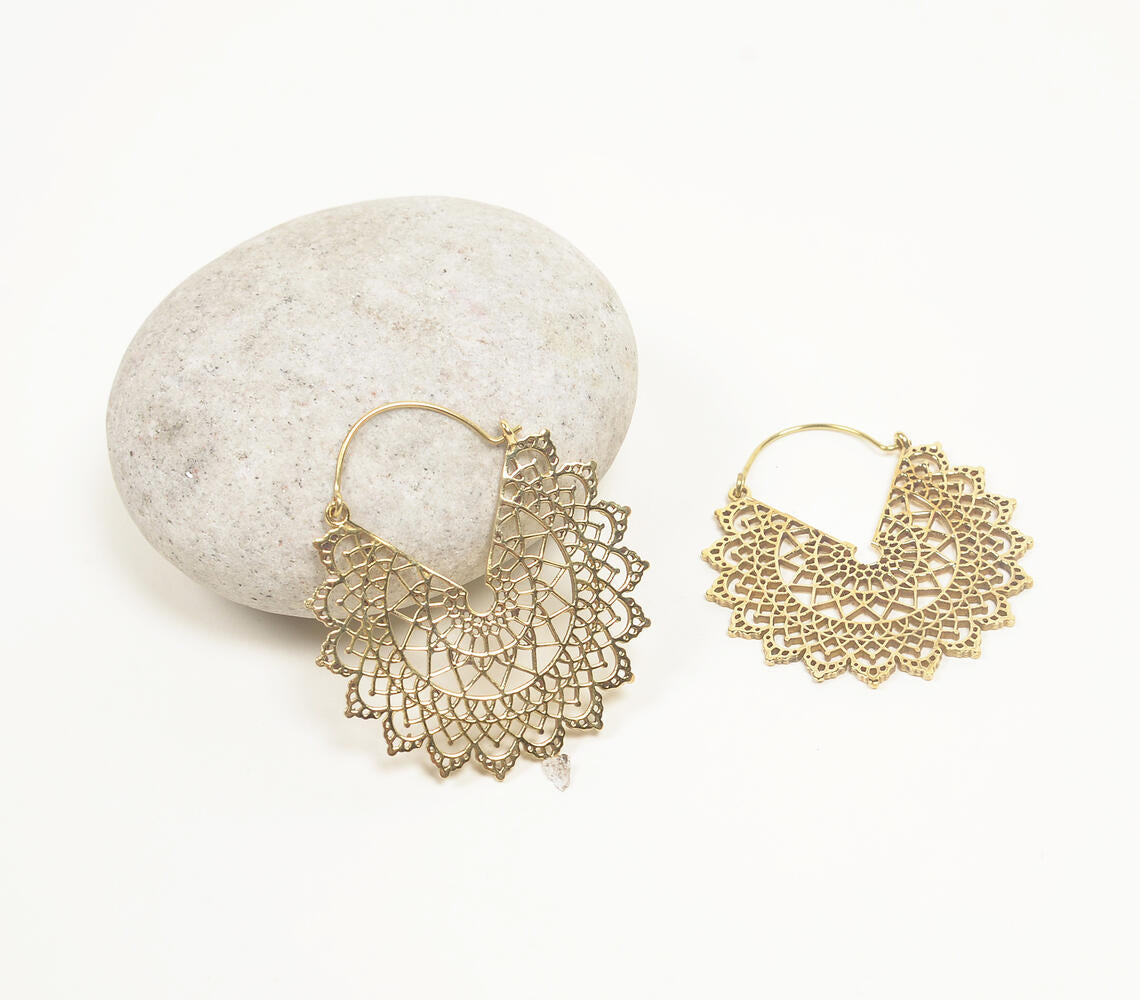 Gold-Toned Filigree Hoop Earrings