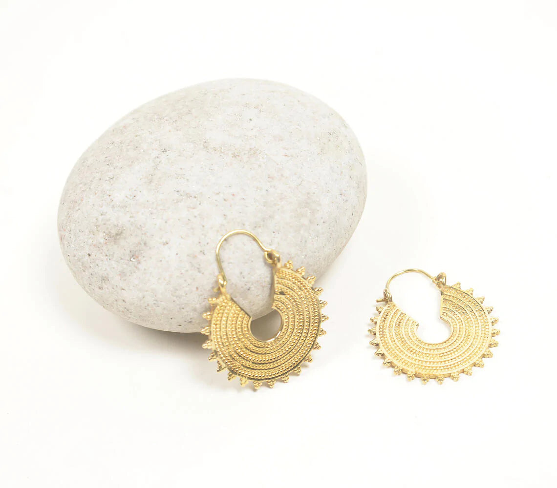 Gold-Toned Studded-Arcs Hoop Earrings