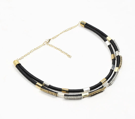 Tribal Design Threaded Black Necklace