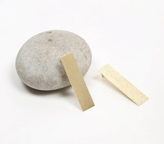 Rectangular Brass gold-toned Earrings