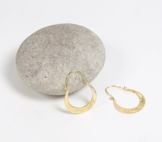 Gold-Toned Recycled Brass Crescent Hoop Earrings